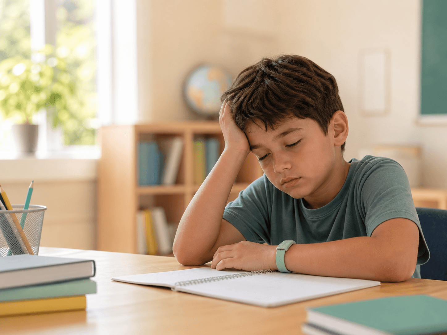 Illustration of a child resting quietly during a possible low-energy day.
